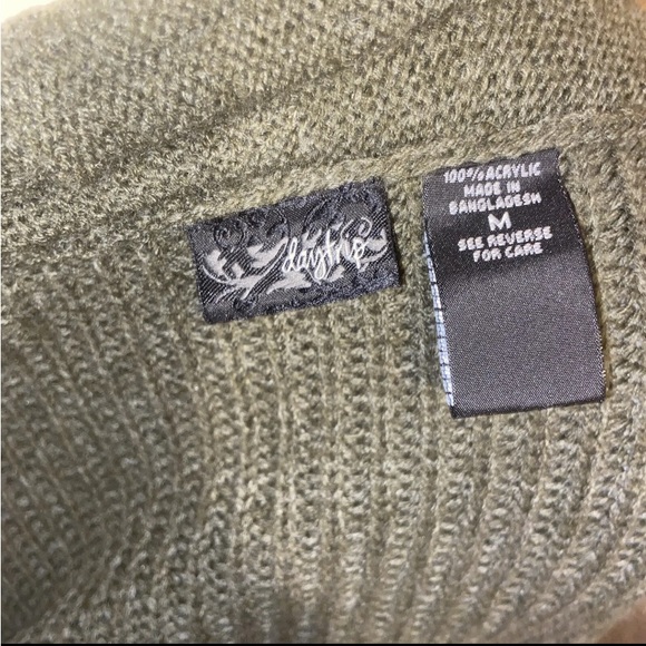 Womens Daytrip 1/2 Zip Green Long Sleeve Crochet Sweater Medium Preowned - Picture 8 of 9